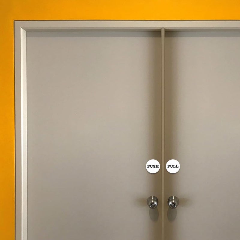 All Quality 2" Round Push Pull Door Signs (Black-Gold) - 2 Sets (4pcs) - Image 2